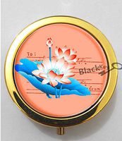 BlackKey Lotus Flower 3-Compartment Decorative Pocket Gift Box Case Organizer for Pill, Color 2-1518