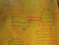 Christmas Carols Musical Script on Gold Foil Embossed Gift Wrapping Paper -24"x30' Roll