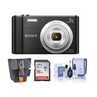 Sony Cyber-Shot DSC-W800 Digital Camera, 20.1MP - Bundle with 16GB Class 10 SDHC Card, Cleaning Kit, Camera Case