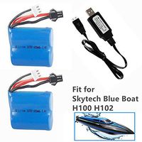 7.4v 600mah li-ion Battery for Skytech Blue Boat H100 H102 H106 RC Ship Syma Q2 Q3 H100 Battery 2 Pack with USB Charging Cable