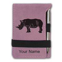 Mini Notepad, Rhinoceros, Personalized Engraving Included (Pink)