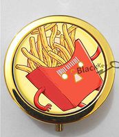 BlackKey Fast Food - Fries Pattern 3-Compartment Decorative Pocket Gift Box Case Organizer for Pill, Color 2 -1131