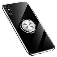 Grotech iPhone Xs Max Transparent Case, 360°Rotation Ring Holder Kickstand Magnetic Car Mount Ultra-Thin Soft TPU Protective Cover (Transparent)