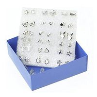 18set Pairs Girls Ladies Silver Plated Earrings Women Ear Stud
