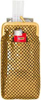 Gold Vintage Luxuriant Soft 4mm Metallic Mesh (Full Pack 120s) Cigarette Case Purse With Lighter Pocket.