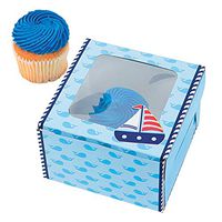 Fun Express - 1st Sailor Cupcake Boxes for Birthday - Party Supplies - Containers & Boxes - Paper Boxes - Birthday - 12 Pieces