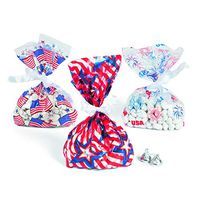 Fun Express Patriotic Cello Bag Assortment (36 Pieces) Fourth of July Party Supplies, Favor Bags, Cellophane Bags, Patriotic Party Supplies