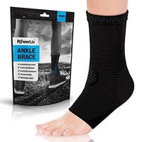 PowerLix Ankle Brace Compression Support Sleeve (Pair) for Injury Recovery, Joint Pain and More. Plantar Fasciitis Foot Socks with Arch Support, Eases Swelling, Heel Spurs, Achilles Tendon