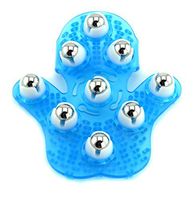 SAMYO Palm Shaped Massage Glove Body Massager with 9 360-degree-roller Metal Roller Ball Beauty Body Care (Blue)