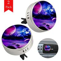 Purple Planet Space two silver air freshener aromatherapy essential oil diffusers for car vent clip portable with four refill pads 1.33x1.83in