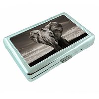 Elephant Art Design S27 Silver Cigarette Case Metal Wallet Id Holder 4" X 2.75" RFID Protection