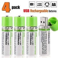 4 Pack AA Batteries, Rechargeable AA Batteries High Capacity with USB Charging Port, 1.2V 1450mAh NiMH Long Lasting Double A Batteries for Electronics, Toy Cars, Game Controller, Shaver