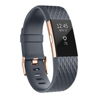 UMAXGET Compatible with Fitbit Charge 2 Bands, Soft Silicone Sport Adjustable Wristband Special Edition with Rose Gold Buckle for Men Women, Large, Gray