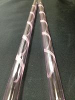 Set of 2-Beautifully Designed, Clear, Pink Pyrex Glass Straws with Frosted Twist 9.5mm x 8 in