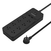 NTONPOWER 8-Outlet Surge Protector with 2 USB Ports Right Angle Flat Plug Multi Plug Power Strip with 5ft Heavy-Duty Long Cord 15-Amp Circuit Breaker for Office Desk Home Appliance TV Computer - Black