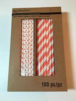 Recollections - Paper Straws - 100 pieces, Peach & White