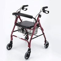 Standard Walkers Foldable walker four-wheel walker adjustable walker with seat suitable for the elderly mobility-impaired The largest load-bearing 110KG Burgundy