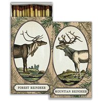 HomArt Large Decorative Winter Reindeer Candle and Fireplace Wood Matches
