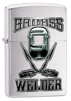 Zippo Custom Lighter: Badass Welder - Brushed Chrome 78810