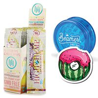 25 Packs (50 Total Wraps) Organic Lemonade Flavor Wraps with Filter Tip + Beamer 3-Piece 63mm Acrylic Grinder with Storage Compartment + Beamer Smoke Sticker