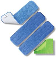 Microfiber Pros Reusable 18" Mop Pads – 3 Pack and Bonus Cloth - Commercial Grade 450 GSM Flat Replacement Heads for Wet Or Dry Floor Cleaning and Scrubbing
