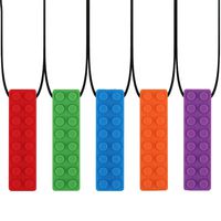 hicollie Sensory Chew Necklace Bundle - Silicone Chewies for Autism, Teething, ADHD, Biting, Oral Motor Chewy Stick/Tube Toy Jewelry for Boys, Girls, Kids, Adults(5 Pack)