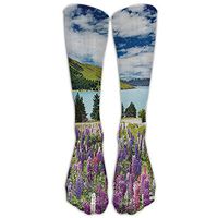 Mountain Lake And Colorful Flowers Blossom Pine Trees Knee High Graduated Compression Socks For Women And Men - Best Medical, Nursing, Travel & Flight Socks - Running & Fitness