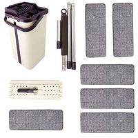 Flat Squeeze Mop Bucket Sets Hand Free Washing Floor Cleaning Mop Microfiber Mop Pads Wet or Dry Household Cleaning Tools Kitchen Living Room 360° Rotatable Floor Cleaning Tools Accessories