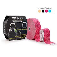 OK TAPE PRO Kinesiology Tape Bulk ROLL- Excellent Support for Body Pain Relief and Prevent Sport Injury, Clinic Therapy Latex Free Jumbo Roll - Uncut Printed 2 inch x 103 feet Pink