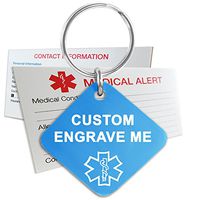 My Identity Doctor - Custom Engraved Medical Alert Keychain, Square Aluminum