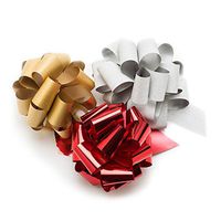 Hallmark Signature Holiday Assorted 8" Bow Bundle (Pack of 3: Red, Gold, Silver) DIY Pull Bows for Gifts