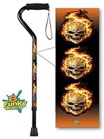 Walking Cane Adjustable Aluminum Metallic Skulls W Flames