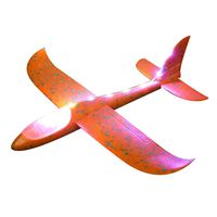 Waymine Foam Throwing Glider Airplane Inertia LED Aircraft Toy Hand Launch Airplane Model (Orange)