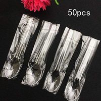 Fiesta 25/50pcs Disposable Spoon Dessert Mini Spoons Party Serving Teaspoon Ice Cream Plastic Spoon 12 x 2.3cm: 50pcs