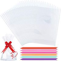 HUI JIN Cellophane Treat Bags Cellophane Block Bottom Storage Bags Clear15 x 25 cm 50 Counts