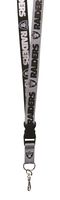 Pro Specialties Group NFL Oakland Raiders Two Tone Lanyard, Black/Silver, One Size