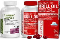 Turmeric Curcumin with BioPerine High Potency Premium Joint Support + Bronson Antarctic Krill Oil 1000 mg with Omega-3s EPA, DHA