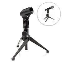 Pyle Desktop Tripod Microphone Stand - Adjustable Height 4.7'' to 8.7'' Inch High with Heavy Duty Clutch Support Weight 5 Lbs. - Ideal for Recording Podcast or Desktop Application PMKSDT25