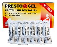DAN Pharm Presto Gel Rectal Suppositories Fro The Local Treatment and Relief of Hemorrhoids 12 Suppositories