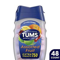 TUMS Antacid Chewable Tablets, Extra Strength for Heartburn Relief, Assorted Fruit, 48 count