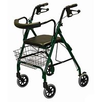 MISC Indoor/Outdoor Walkers Rollator 4-Wheel Basket Walker Stand Up Senior Mobility Padded Seat Folds Rollator-Walker Lightweight Adjustable Green