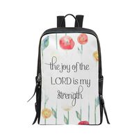 Bag Backpack Floral Bible Verse Quote The Joy of The Lord is My Strength Daypack