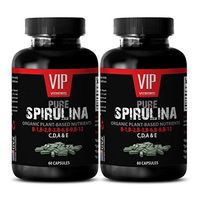 Lower Blood Pressure Vitamins - Pure SPIRULINA - Plant Based NUTRIENTS - Natural Cleanse - Blue Green Algae Supplement - 2 Bottles (120 Capsules)