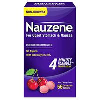 Nauzene - for Upset Stomach & Nausea Relief - Wild Cherry Flavor Chewable Tablets - 56 Ct
