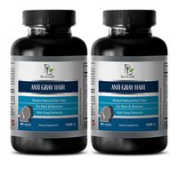 Gray Hair Vitamins - Anti Gray Hair Natural Complex 1200mg - Biotin for Hair Loss for Men - 2 Bottles 120 Capsules