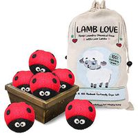 Wool Dryer XL 100% Organic New Zealand Sheep's Wool Fabric Softener Balls, 6 Pack-Lady Bug