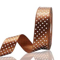 JIWINNER 1 inch Wide Brown Polka Dot Satin Ribbon for Gifts Wrapping - 50 Yard