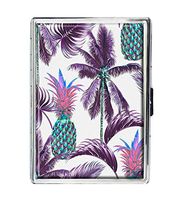 Tropical Pineapple and Leaves Design Stainless Steel ID Cigarettes Case Holder Stylish Credit Card Wallet