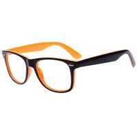 Blue Light Blocking Computer/Gaming Readers Glasses Anti Glare Anti Eyestrain Clear Lens Visual Color Real Round Vintage Hipster Frame,0.00,No Magnification (Outside Black Inside Orange)