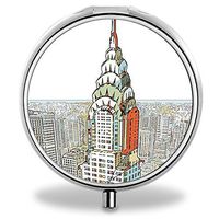 City Pill Case, Round Stainless Drug Organizer Container Medicine Cover for Pocket Daily&Weekly